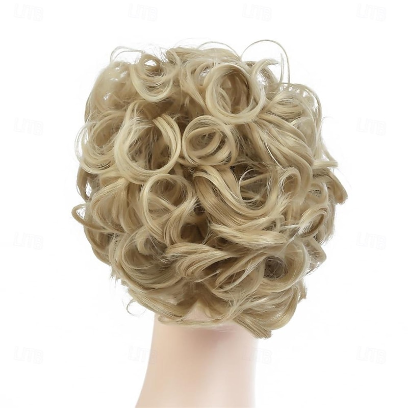 Rose bud Chignon Hairpiece Curly Bun Extensions Scrunchie Updo Synthetic Combs in Messy Bun Hair Piece for Women Natural Blonde3