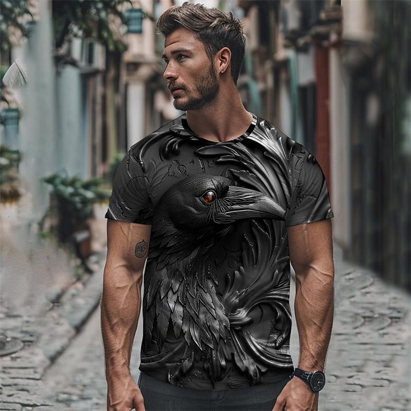 Men's Graphic Animal Eagle T Shirt Tee Top Short Sleeve T shirt 3D Print Crew Neck Shirt Designer Casual Street Style Sports Outdoor Holiday Going out Silver Black Light Grey Spring & Summer Clothing2