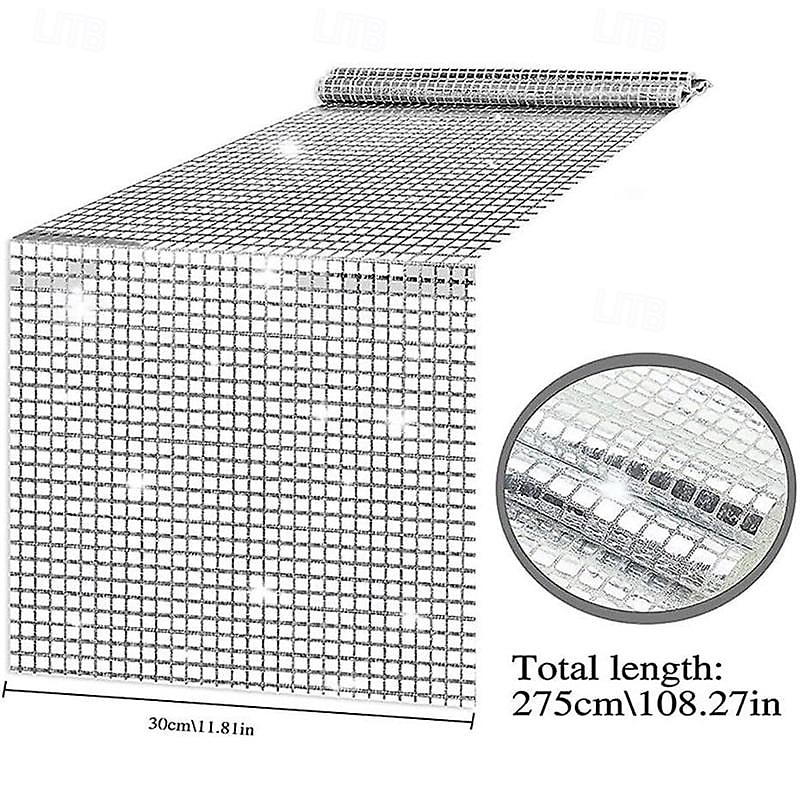 2 Pcs Sequin Disco Party Table Runner 12x108 Inch Disco Party Decoration For Banquet Wedding Reception Baby Shower Bridal Shower Christmas2