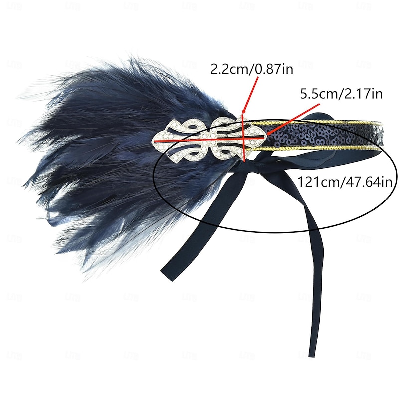 Head Jewelry Flapper Headband Headwear Retro Vintage Roaring 20s 1920s Feather For The Great Gatsby Flapper Girl Cosplay Halloween Carnival Women's Costume Jewelry Fashion Jewelry3