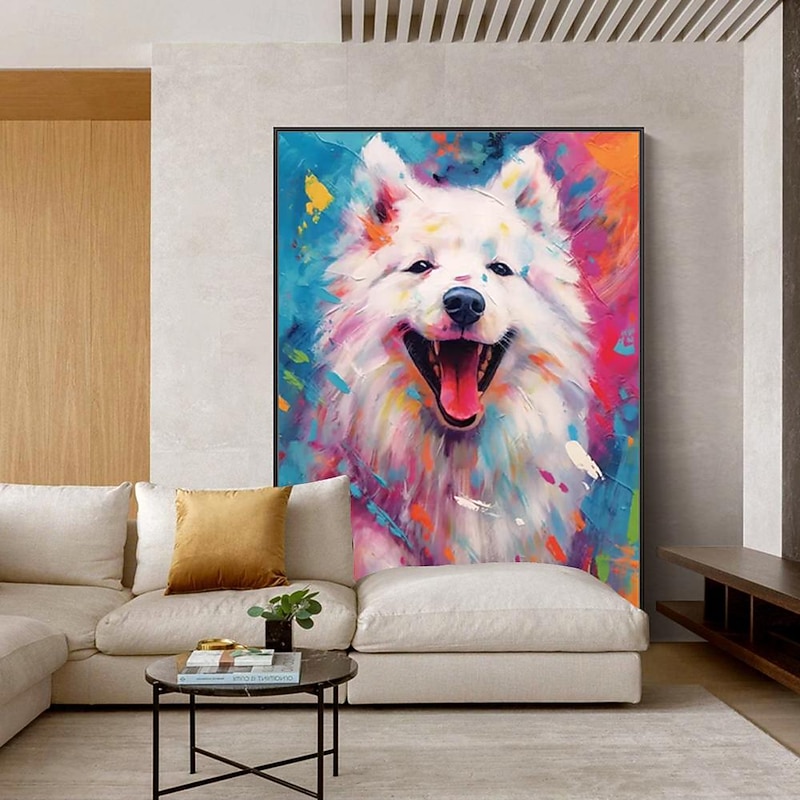 Mintura Handmade Abstract Dog Animal Oil Paintings On Canvas Wall Art Decoration Modern Picture For Home Decor Rolled Frameless Unstretched Painting3
