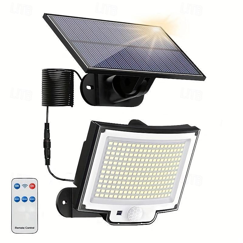 1pc Solar Flood Lights 228 LEDs Solar Flood Lights Outdoor split Solar Wall Lights, Solar Outdoor Lights Motion Sensor, 3 Lighting Modes Dusk to Dawn, IP65 Waterproof Wall Lamp with Remote