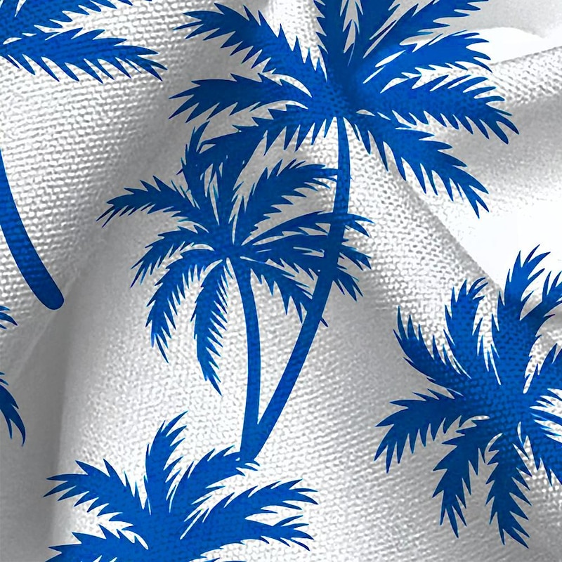 Men's Palm Tree Tropical Plants Shirt Summer Hawaiian Shirt Aloha Shirt Short Sleeve Shirt Turndown Vacation Hawaiian Outdoor Vacation Hawaiian Black Blue S M L3