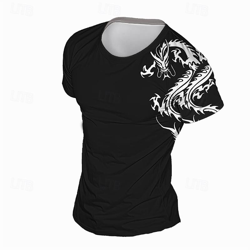 Men's Graphic Dragon T Shirt Tee Top Short Sleeve T shirt 3D Print Crew Neck Shirt Daily Designer Casual Sports Outdoor Holiday Going out Black Burgundy Gray Spring & Summer Clothing Apparel S M L XL3