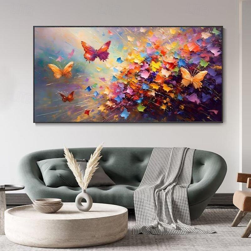 Handmade Oil Painting Canvas Wall Art Decoration Abstract Animal Butterfly for Home Decor Rolled Frameless Unstretched Painting2