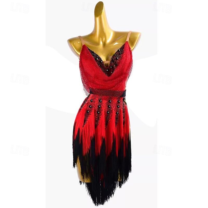 Latin Dance Exotic Dancewear Dress Tassel Women's Performance Daily Wear Sleeveless Spandex