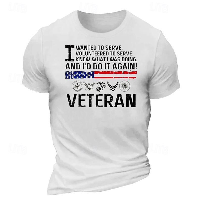 Men's Veteran Graphic T-Shirt: 'I Served & Would Do It Again' Patriotic Military Lifestyle Short Sleeve Top in Olive Green3