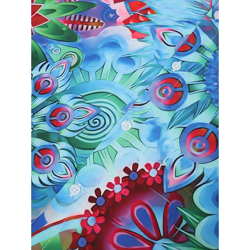 Men's Floral Optical Illusion Shirt Button Up Shirt Long Sleeve Artistic Daily Wear Going out Fall & Winter Turndown Print Button-Down Yellow Royal Blue Blue Purple Orange4