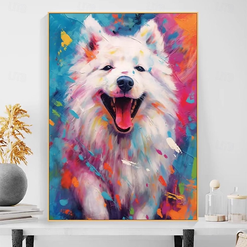 Mintura Handmade Abstract Dog Animal Oil Paintings On Canvas Wall Art Decoration Modern Picture For Home Decor Rolled Frameless Unstretched Painting