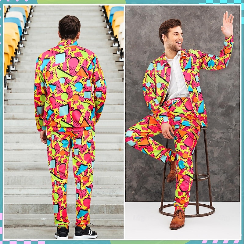 Retro Vintage 1980s Outfits Sportswear Tracksuit Disco Fancy Dress Men's Women's Masquerade Daily Wear Going out Pride Parade Adults Top Pants