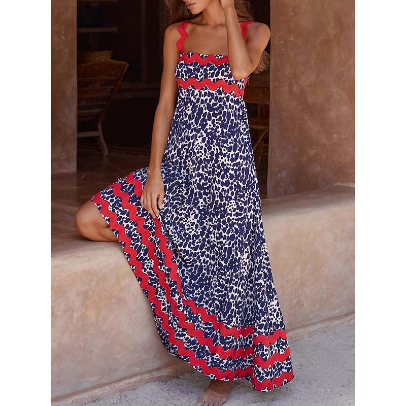 Women's Casual Dress Slip Dress Beach Dress Floral Backless Print Strap Long Dress Maxi Dress Tropical Hawaiian Vacation Sleeveless Summer