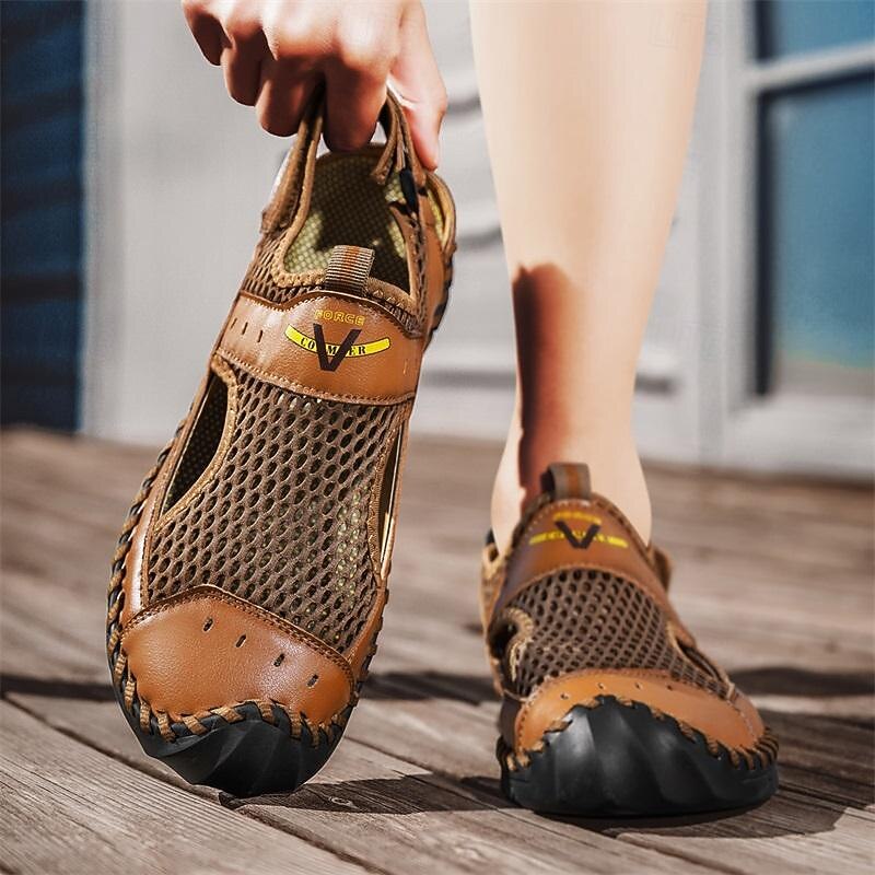 Men's Brown Mesh Sandals – Breathable and Stylish Summer Shoes for Beach, Vacation & Outdoor Activities4