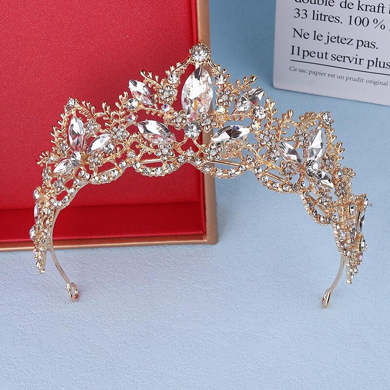 New High end Luxury Crystal Bridal Headwear Alloy Crown Wedding Hair Accessories Banquet Party Pan Hair Crown3