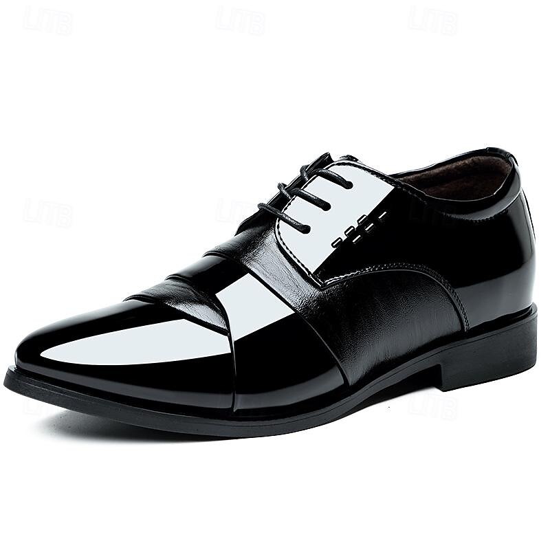 Men's Oxfords Derby Shoes Formal Shoes Dress Shoes Patent Leather Shoes Business British Gentleman Wedding Office & Career Party & Evening PU Lace-up Black Spring Fall2