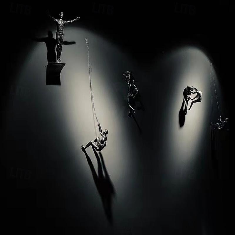 1pc Modern Simple Resin Sculpture Creative Rock Climbing Man Wall Sculpture Hand Finished Wall Art Statue Rock Climbing Figure4