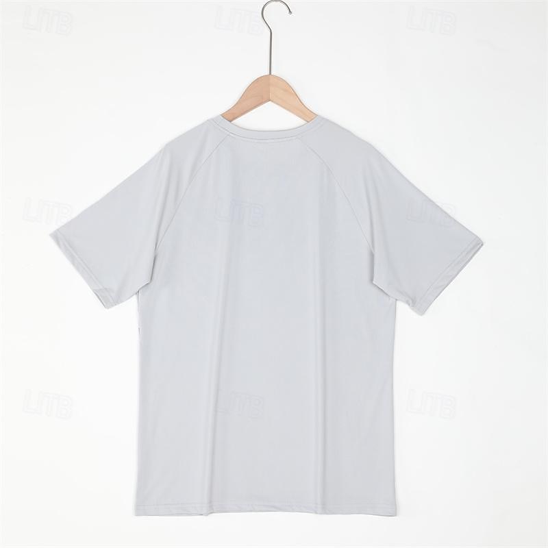 Men's Gym Shirt Sports T-Shirt Crew Neck Short Sleeve Sports & Outdoor Fitness Cycling / Bike Gym Soft Quick Dry Plain Silver Black Activewear Polyester Fashion Sport4