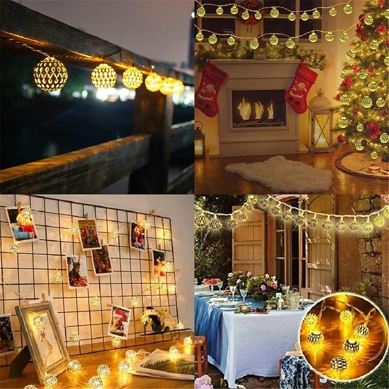 Elegant Wedding Party Reception Solar Moroccan Ball Globe String Lights – 20/30/50LED Outdoor Fairy Lights for Garden Decor2