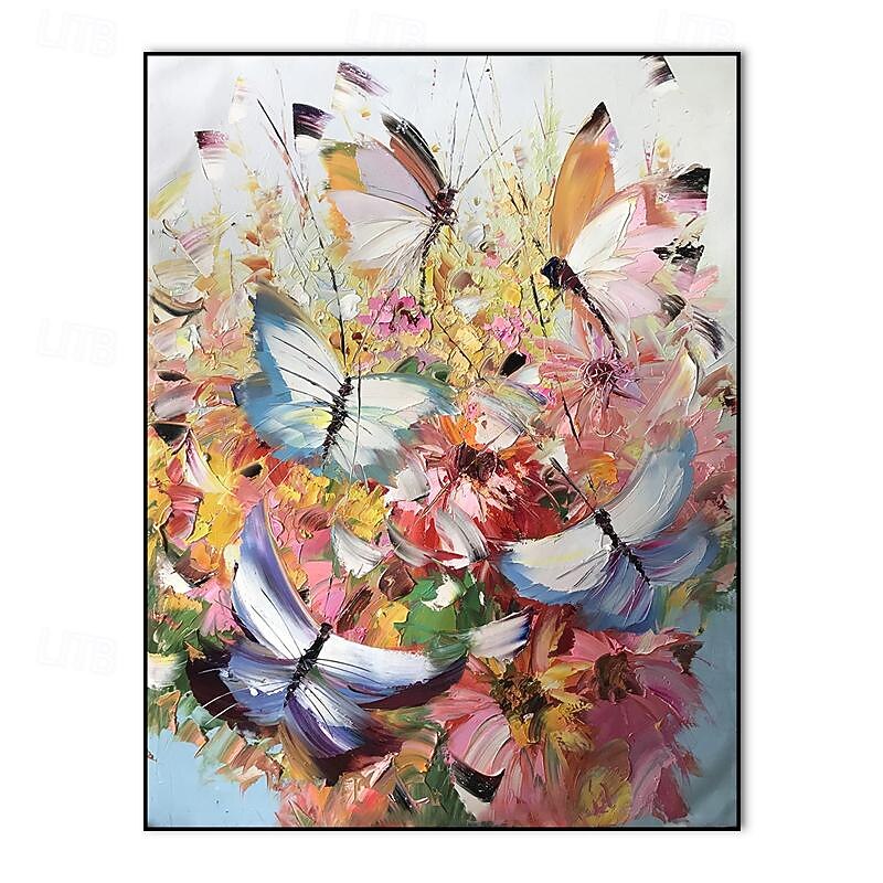 Handmade Oil Painting Canvas Wall Art Decoration Animal Butterfly Dream Daisies Scenery for Home Decor Rolled Frameless Unstretched Painting4
