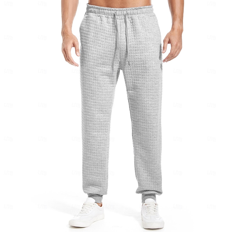 Men's Sweatpants Joggers Drawstring Plaid Soft Sports Full Length Casual Casual White gray Black Micro-elastic