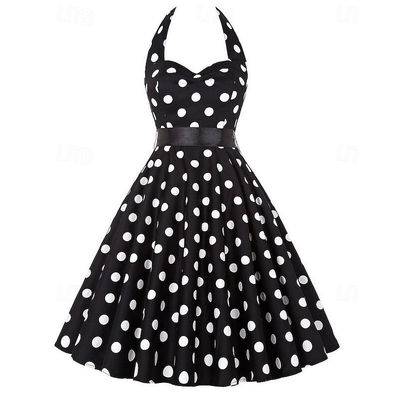 Polka Dots Retro Vintage 1950s Grease Outfits A-Line Dress Swing Dress Flare Dress Polka dots Fancy Dress Women's Halloween Carnival Masquerade Casual Daily Adults' Dress Homecoming Dresses