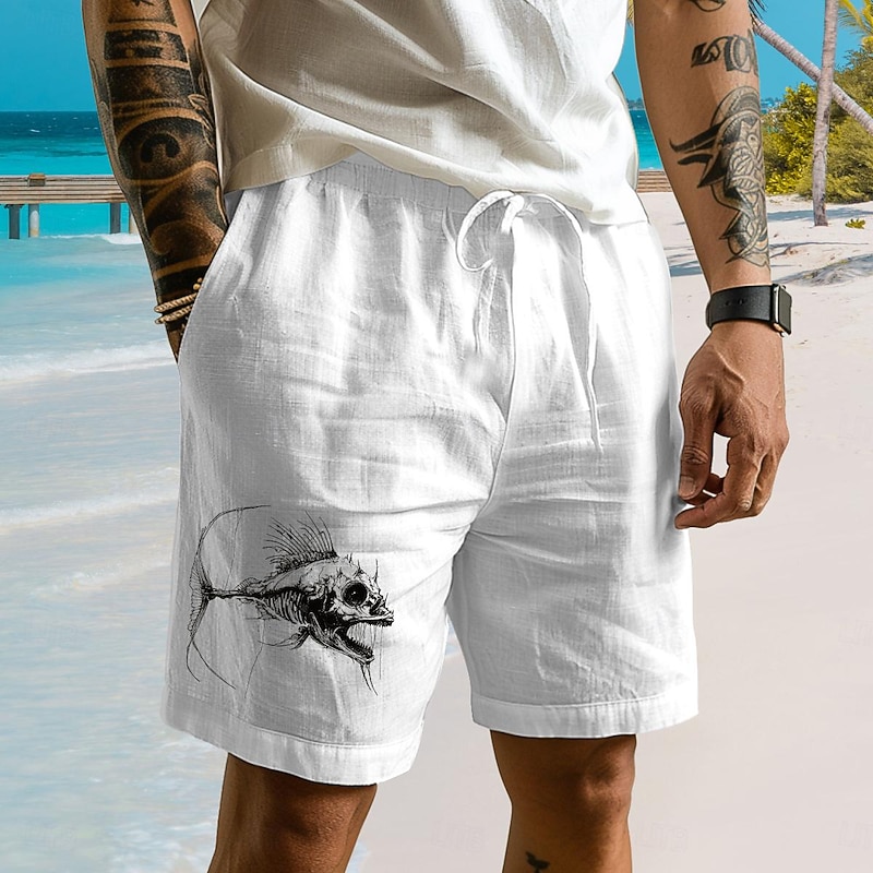 Men's Animal Fish Marine Life Shorts Summer Shorts Beach Shorts Mid Waist Hawaiian Casual Outdoor Holiday Going out Drawstring Elastic Waist Print Designer Clothing Apparel2