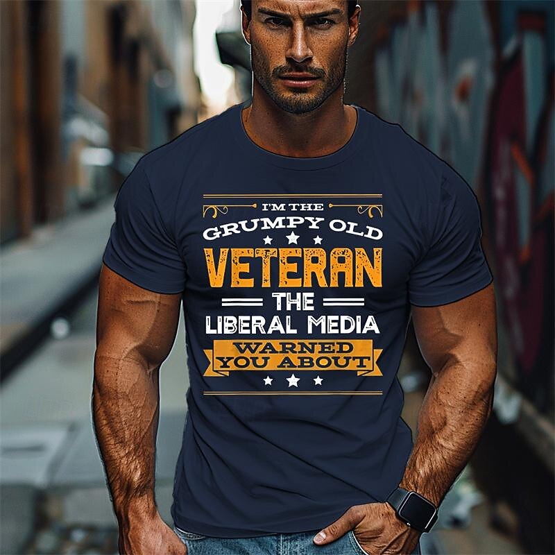 Veterans Day Men's Patriot Patriotic Veteran Letter T shirt Tee Top Cotton Short Sleeve Graphic Shirt Black Burgundy Dark Blue Comfortable Tee Street Holiday Fashion Designer4