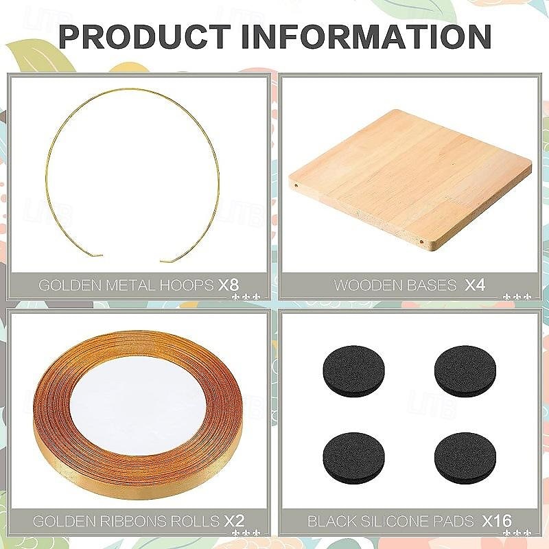 2 Pcs Flower Wreath Wood Base Metal Handmade Flower Wreath Wood Iron Ring Wedding Tabletop Decoration Diy Flower Wreath Decoration2