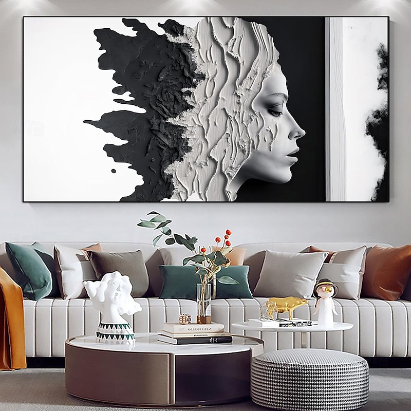 Handmade face Oil Painting Hand Painted pattle knife face women paintings sexy painting 3d painting high quality painting Horizontal Abstract People Contemporary Modern Rolled Canvas (No Frame)2