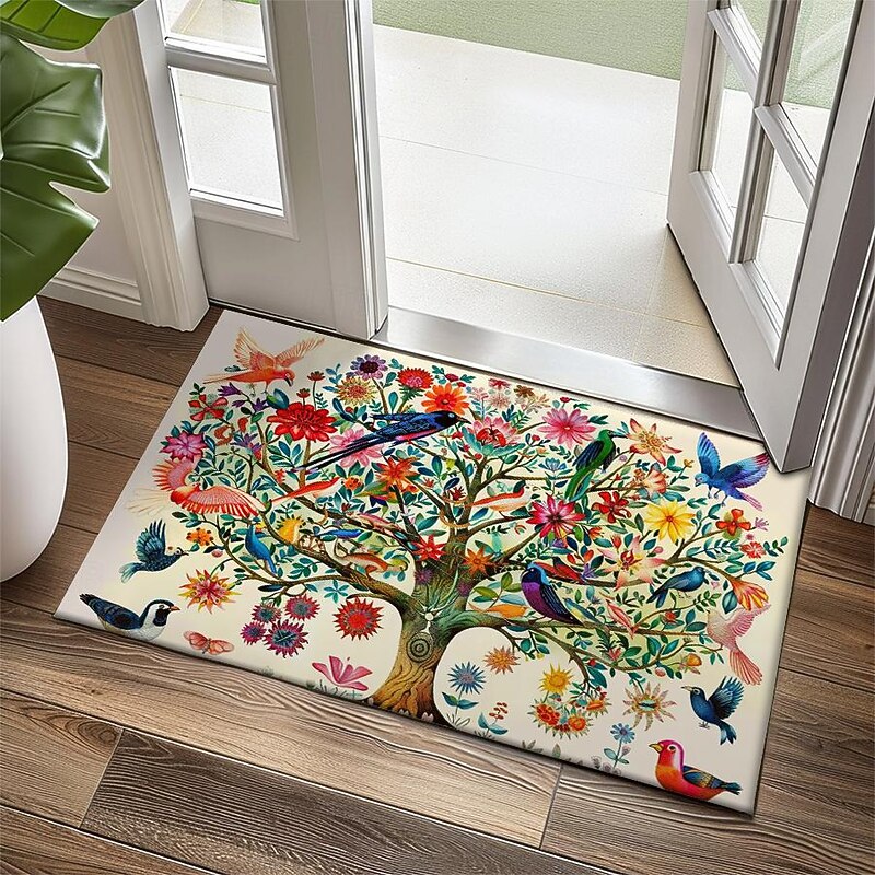 Tree of Life with Birds Doormat Floor Mats Washable Rugs Kitchen Mat Non-Slip Oil Proof Rug Indoor Outdoor Mat Bedroom Decor Bathroom Mat Entrance Rug2