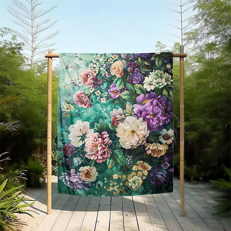 Floral Pattern Throws Blanket Flannel Throw Blankets Warm All Seasons Gifts Big Blanket2