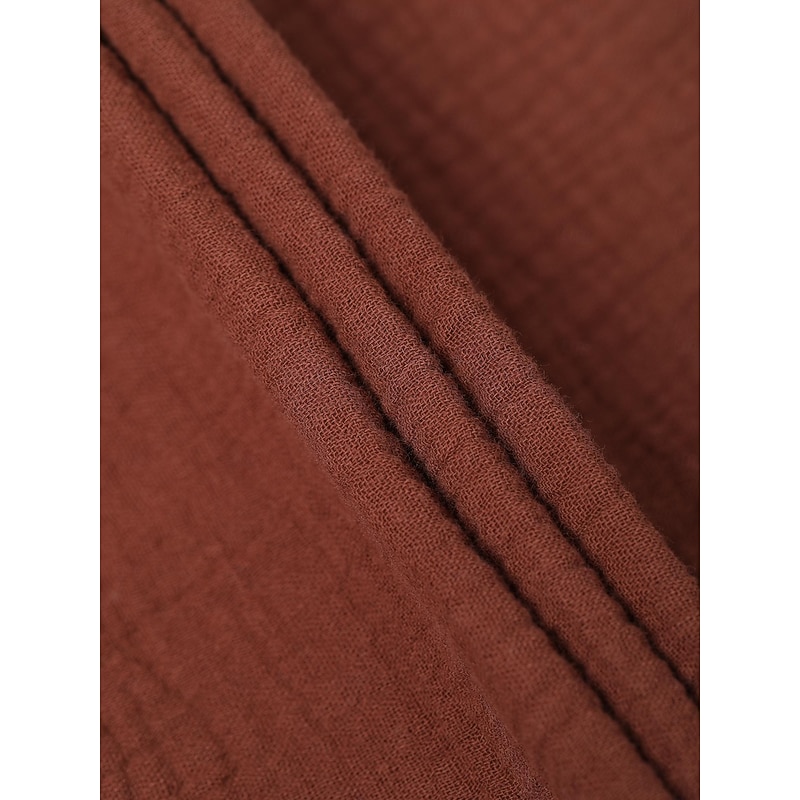 Men's Linen Shirt Summer Shirt Beach Wear Casual Shirt Plain Vacation Curise White Blue Brown Khaki Long Sleeve V Neck Spring & Summer Clothing Apparel2