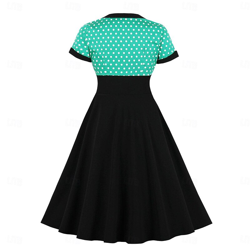 Polka Dots 1950s Grease Outfits Cocktail Dress Dress Flare Dress Polka dots Fancy Dress Women's Christmas Halloween Carnival Event / Party Cocktail Party Prom Adults' Dress2