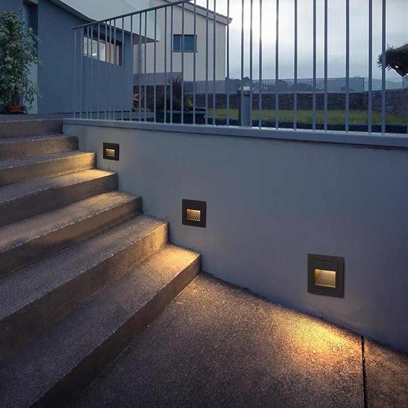 Led Wall Lamp，Outdoor Recessed Metal Foot Lamp, Suitable For Steps, Stairs, Aisle Corners,Warm White IP65 85-265V