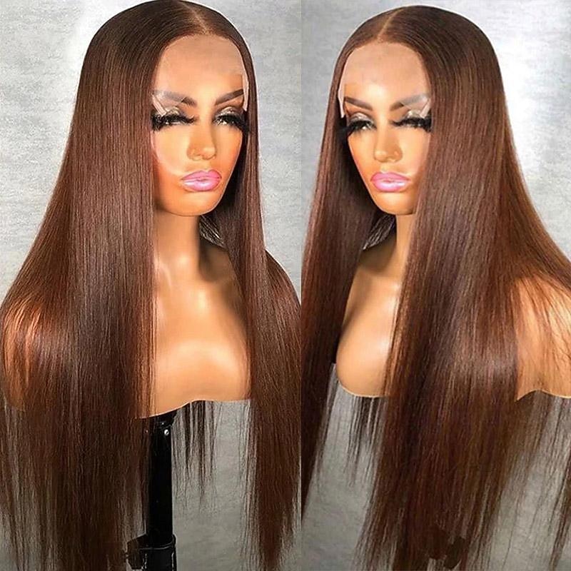 4# Brown Human Hair Wig 360 Lace Wig Straight Human Hair Lace Wig 150% density2