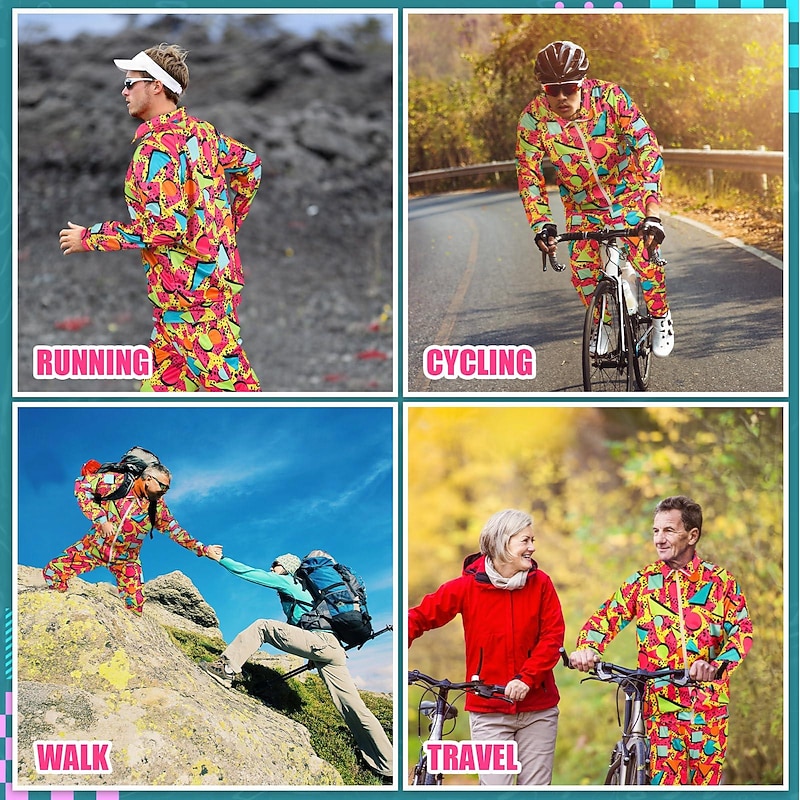 Retro Vintage 1980s Outfits Sportswear Tracksuit Disco Fancy Dress Men's Women's Masquerade Daily Wear Going out Pride Parade Adults Top Pants4