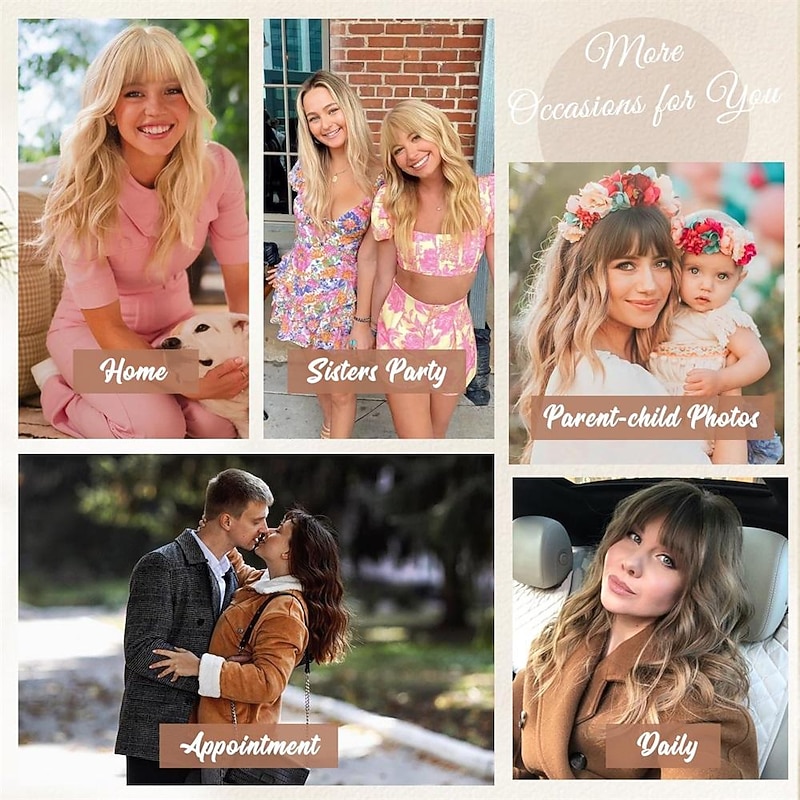 Blonde Wigs for Women Blonde Wig with Bangs Long Wavy Curly Wigs Natural Looking Synthetic Heat Resistant Fiber Wig for Daily Party Use3