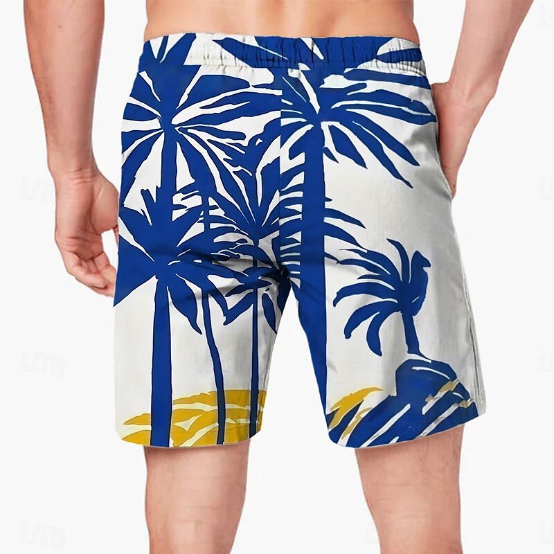 Men's Coconut Tree Colorful Swim Shorts Board Shorts Swimming Trunks Mid Waist Hawaiian Casual Holiday Beach Drawstring with Mesh lining Elastic Waist Designer Clothing Apparel2