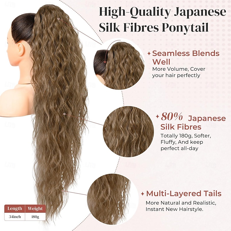Ponytail Extension Long Wavy Drawstring Ponytail Extensions Softer Lighter  Import Synthetic Clip in Hair Extensions Natural Looking Hairpiece for Women2