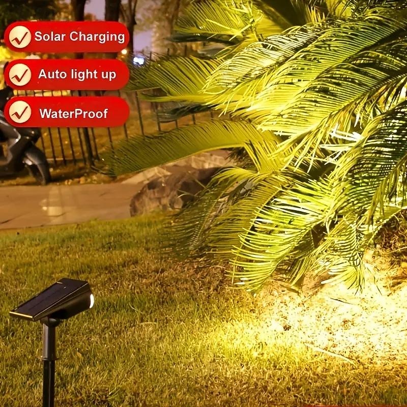 2/7LED Solar Spotlight Outdoor Waterproof Garden Courtyard Lawn Landscape Light Colorful RGB Lawn Light For Roadside Villa Park Garden Decor Light 1PC2