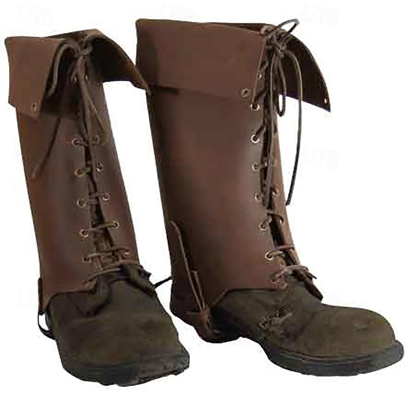Retro Vintage Medieval Renaissance Shoes Gaiters Boot Covers Pirate Knight Ritter Viking Fancy Dress Men's Unisex Pirate Halloween Carnival Masquerade Event / Party Masquerade Adults' Shoe Cover3