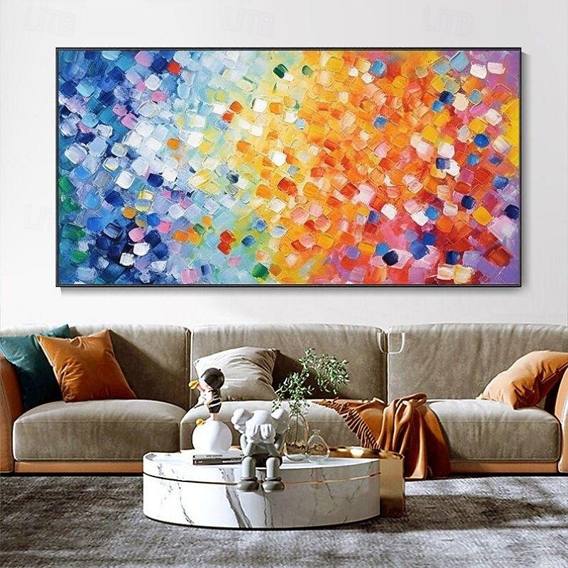Handmade Oil Painting Canvas Wall Art Decoration Colorful Abstract Mosaic for Home Decor Rolled Frameless Unstretched Painting3