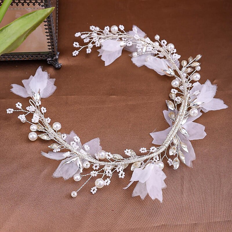 Crown Tiaras Headbands Headpiece Polyester Rhinestone Wedding Cocktail Luxury Retro With Rhinestone Faux Pearl Headpiece Headwear3
