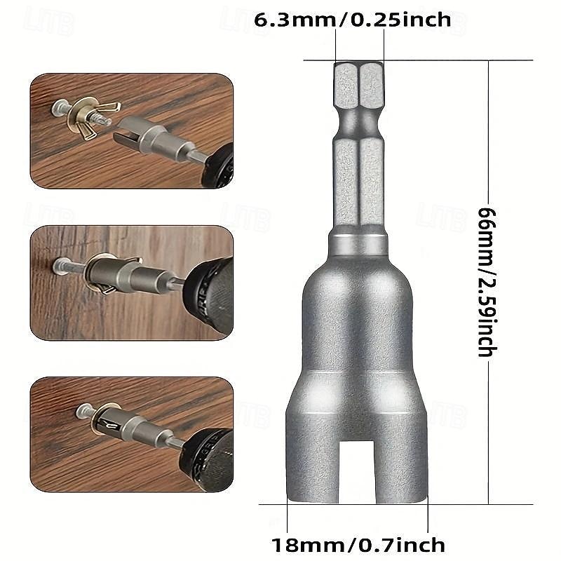 Butterfly Bolt Socket Wrench 6.35mm Hex Shank Socket Adapter Nut For Power Tool Slotted Electric Screwdriver3