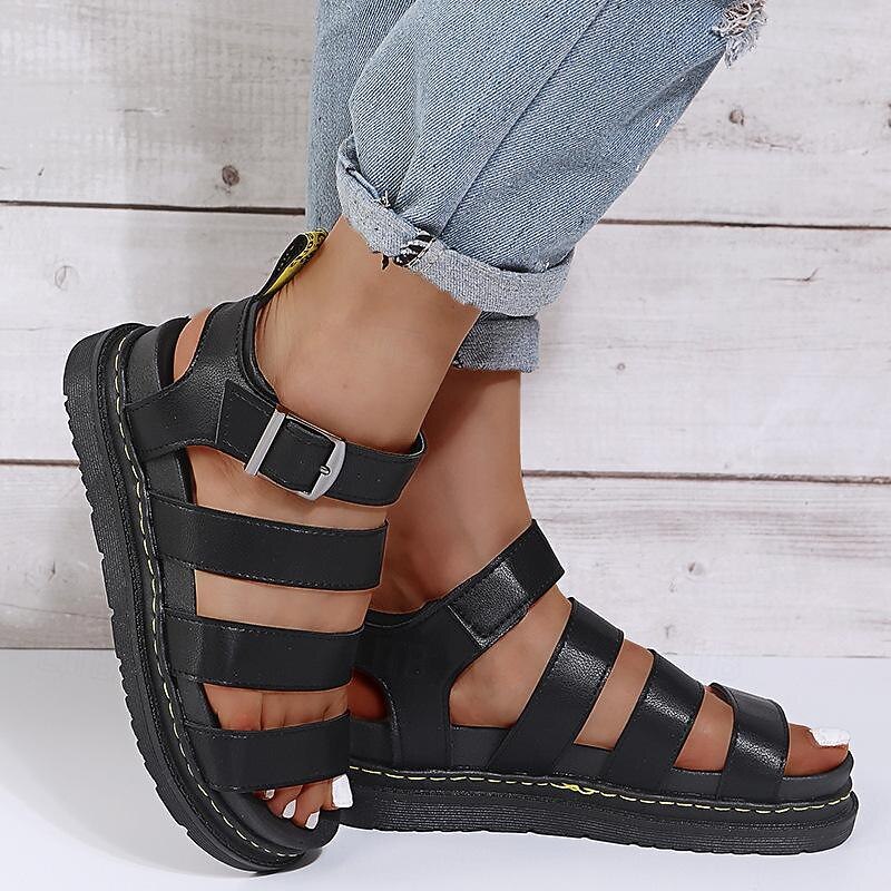 Women's Sandals Gladiator Sandals Roman Sandals Fisherman Sandals Outdoor Daily Flat Heel Open Toe Casual Minimalism Faux Leather Wine Black White2