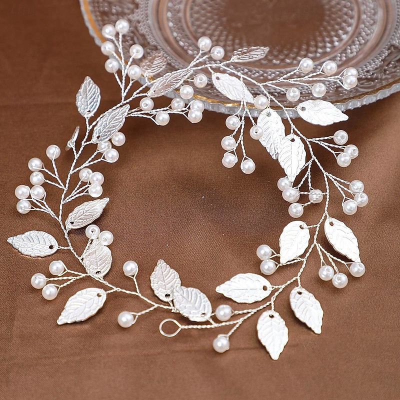 Crown Tiaras Headbands Headpiece Imitation Pearl Alloy Wedding Cocktail Luxury Retro With Faux Pearl Bows Headpiece Headwear4