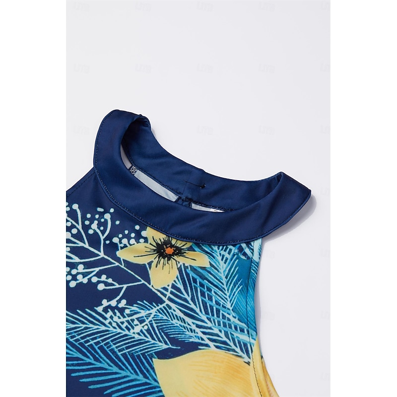 Women's Summer Dress Halter Neck Dress Print Dress Active Fashion Streetwear Outdoor Vacation Daily Regular Fit Paisley Sleeveless Halter Neck Yellow Royal Blue Blue Dark Blue Summer Spring4