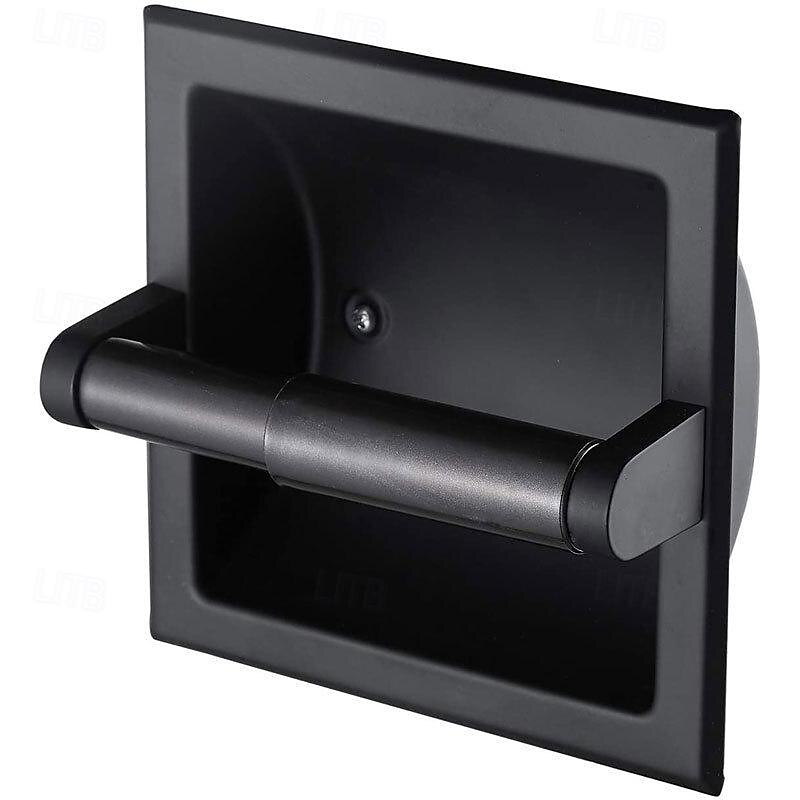 Toilet Paper Wall Mounted Holder Mounting Bracket with Black Recessed Toilet Paper Holder for Bathroom, Kitchen, Garage3