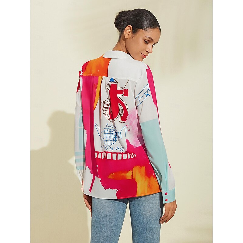 Graphic Print Long Sleeve Blouse3