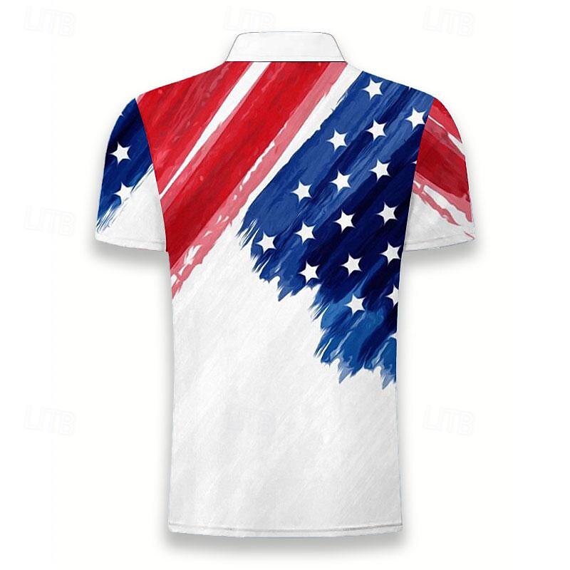 Men's Veterans Patriotic Polo Shirts Golf Shirt Short Sleeve Polo Shirts Collared Shirts Casual Streetwear Vacation Wear Party Outfits Buttons 3D Print Summer Spring White3