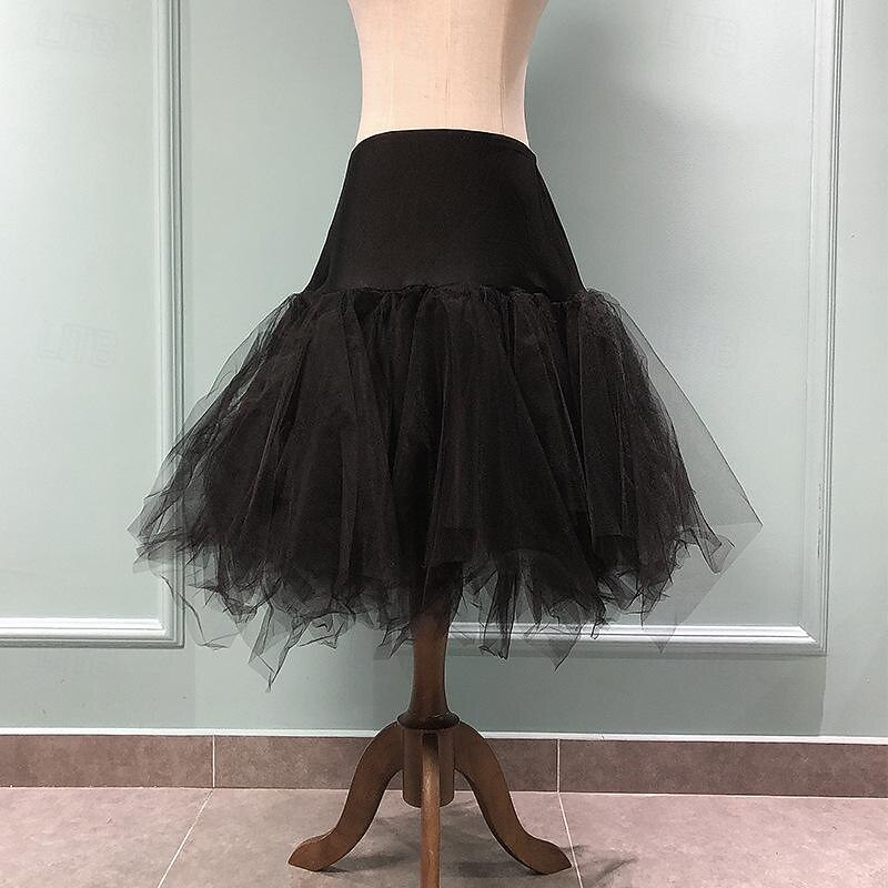 Retro Vintage 1950s Petticoat Hoop Skirt Tutu Tulle Skirt Solid Color A-Line Fancy Dress Women's Halloween Masquerade Wedding Tea Party Casual Daily Adults Skirt2